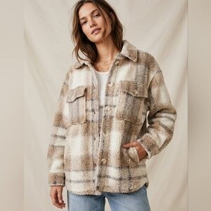 INDUSTRY REPUBLIC CLOTHING Women's Plaid Button Down Sherpa Jacket NWT Sz Med
